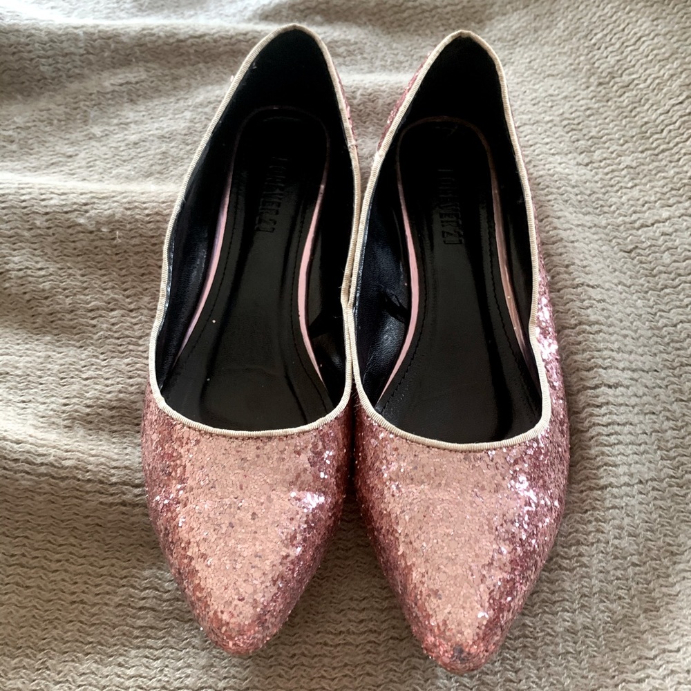 Pink sequin flats